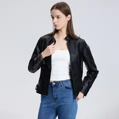 EASTONE - Chaqueta Mujer Negra de Moda Cierre Metálico Estilo Casual