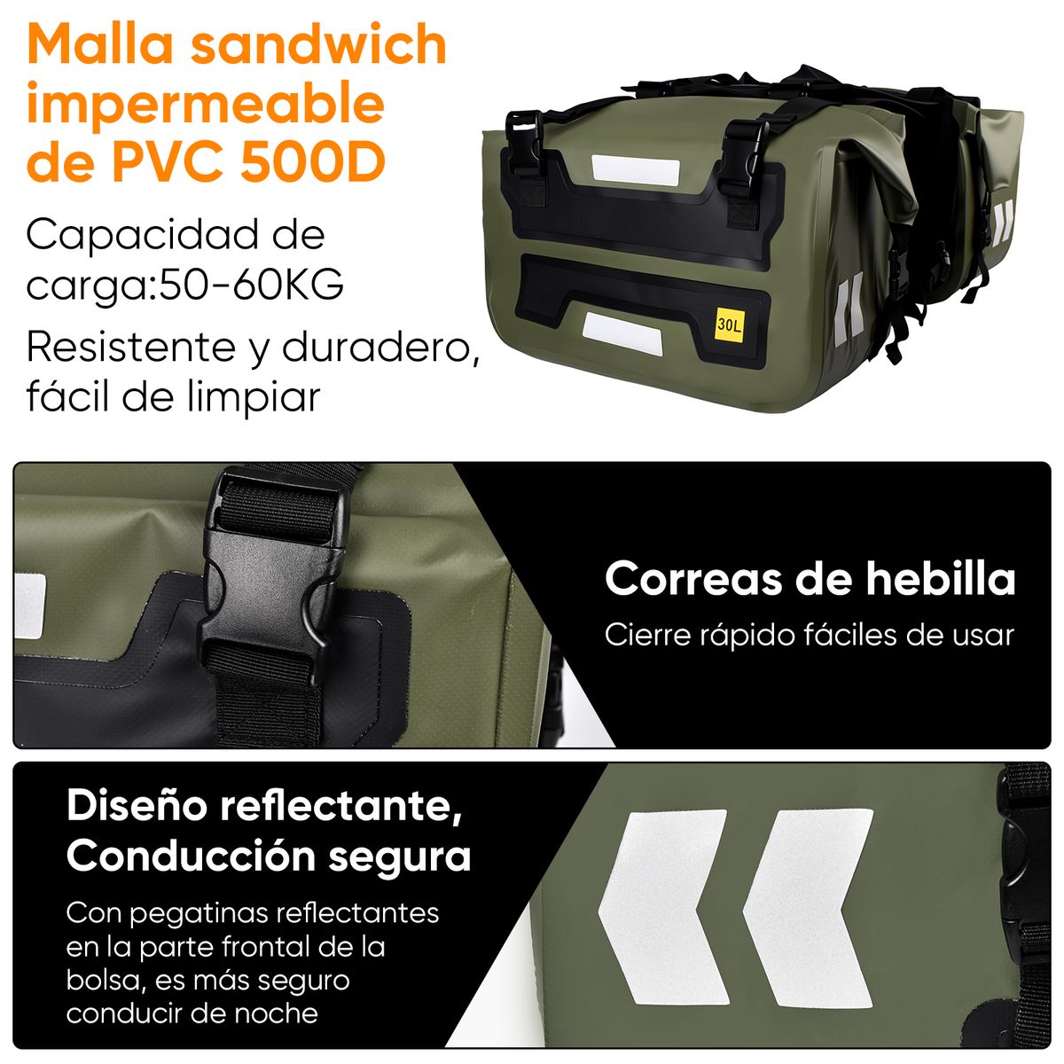 AIZO - Bolsa Lateral Para Motocicleta De Liberación Rápida De 30l