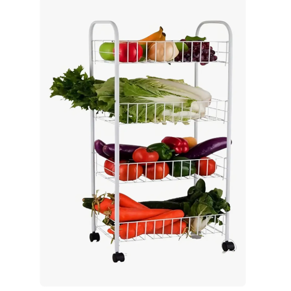 GENERICO - Estante Carrito Verdulero Frutero 4 Estantes Con Ruedas Color Blanco