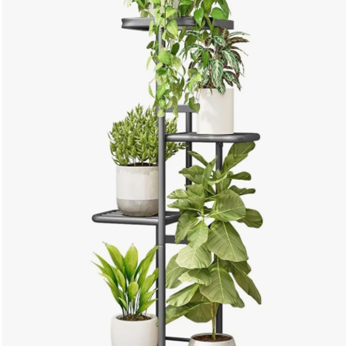 GENERICO - Soporte Para 5 Macetas Estante Jardinera Plantas Metal Gris