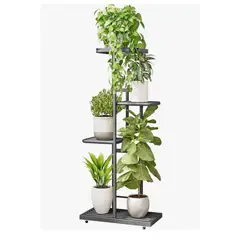 GENERICO - Soporte Para 5 Macetas Estante Jardinera Plantas Metal Gris
