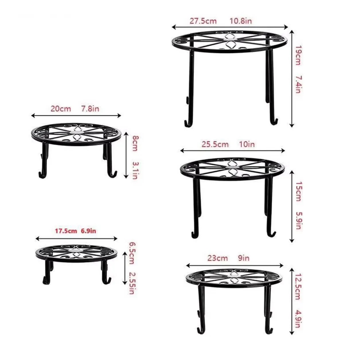 ATURE - 5 Soportes Metálicos Para Macetas - Interior/exterior