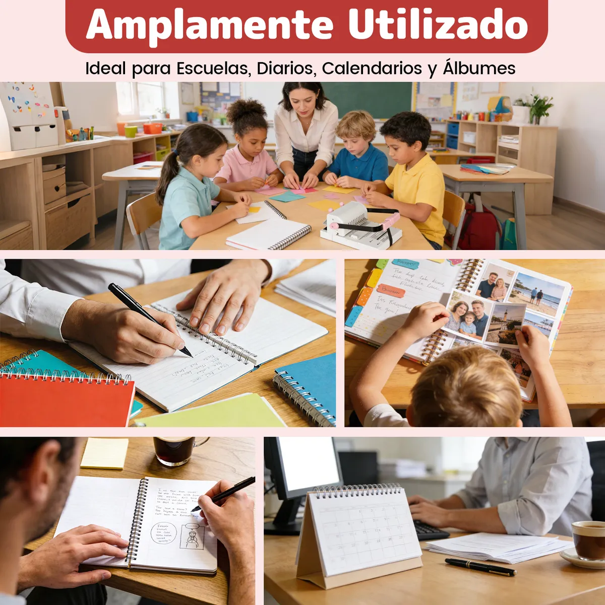 VIDITA - Encuadernadora Anilladora Espiral Perforadora De Papel 12 Cuchillas Retráctiles Bobina Doble