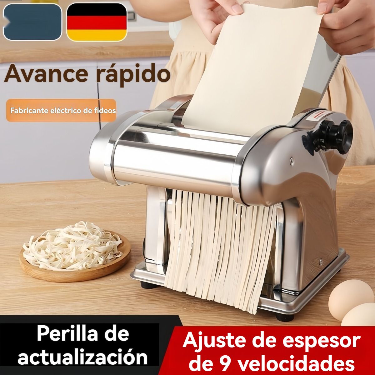 VIDA BUENAS - Maquina Hacer Pasta Estiradora Masa Electrica   Plateado