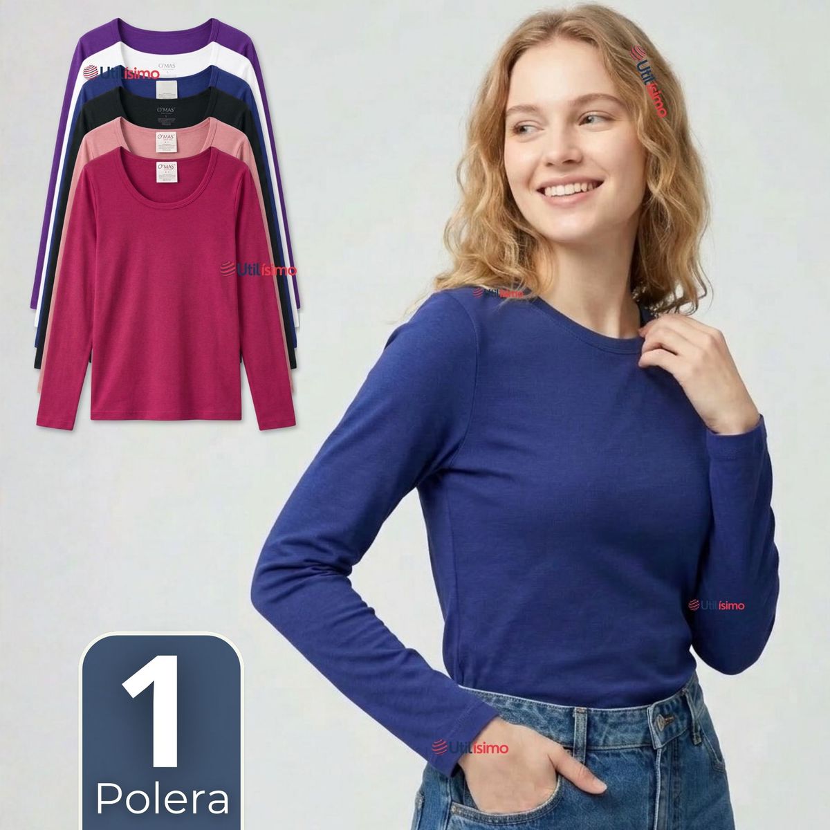 UTILISIMO - Camiseta Polera Polar Primera Capa Manga Larga Colores Surtidos Mujer