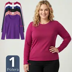 UTILISIMO - Camiseta Polera Polar Primera Capa Manga Larga Colores Surtidos Mujer