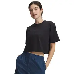 UNDER ARMOUR - Polera M/C Mujer Script Heart Crop Ss Polera Negro