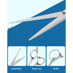 EVERSO - Set 12 Tijera Cortar Pelo Entresacadora Cabello Peluquería Plateado