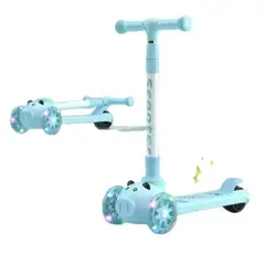 GENERICO - Scooter AZUL Monopatín 3 Ruedas cerdito Ajustable Con Ruedas Luces