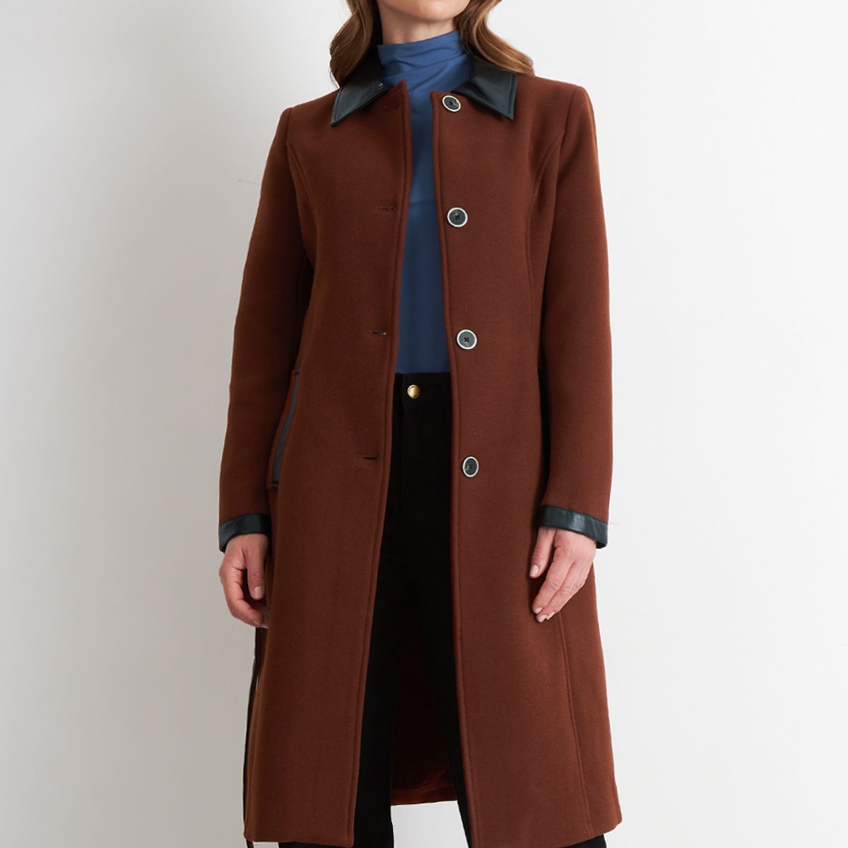 NICOPOLY - Abrigo Cuello Camisero Café Nicopoly