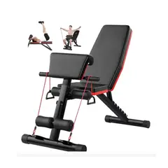 GENERICO - Banco Abdominal Plegable Negro con Respaldo Ajustable y Bandas Elásticas