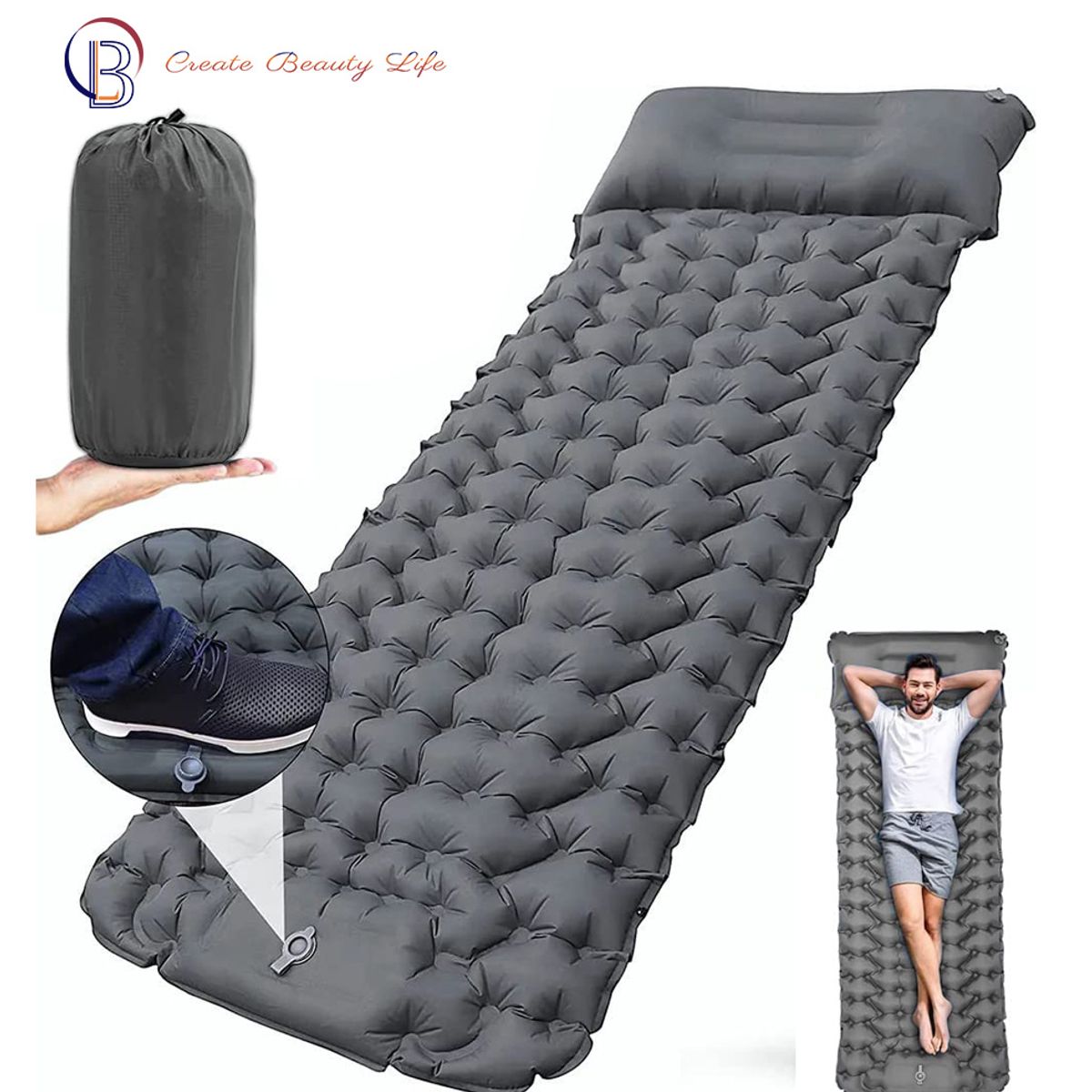 PUREPOWER - Colchón Inflable Single Para Acampar Colchoneta Autoinflable