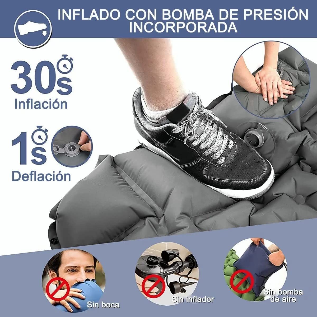 PUREPOWER - Colchón Inflable Single Para Acampar Colchoneta Autoinflable