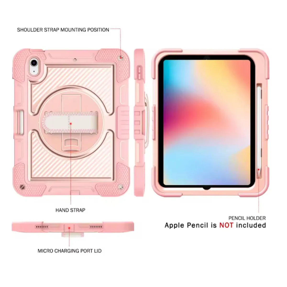 JOIGO - Funda Armadura AntiGolpe 360 Para iPad Air 11 M4 2026 Rosado