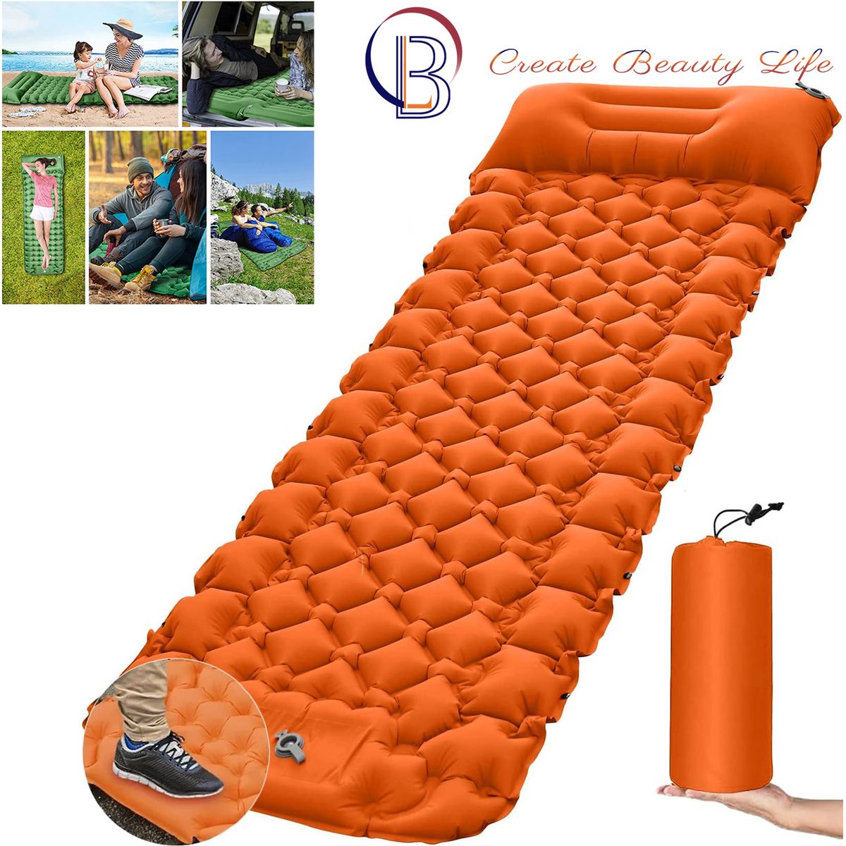 PUREPOWER - Colchón Inflable Single Para Acampar Colchoneta Autoinflable