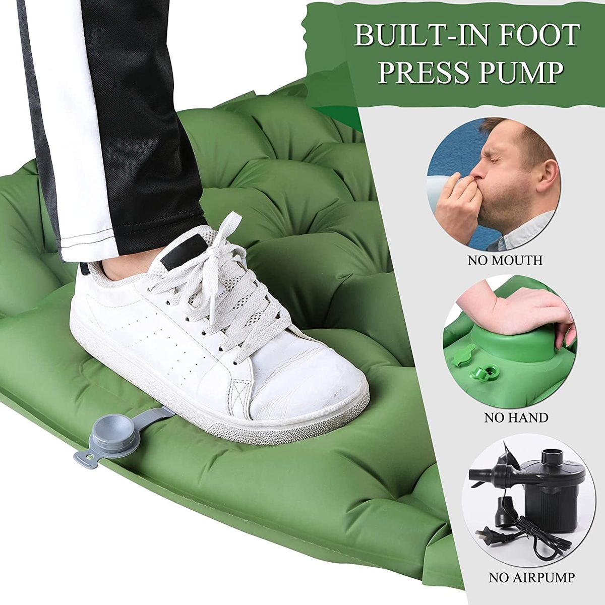 PUREPOWER - Colchón Inflable Single Para Acampar Colchoneta Autoinflable