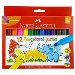 FABER-CASTELL - Marcadores Jumbo lavable 12 colores FABER CASTELL