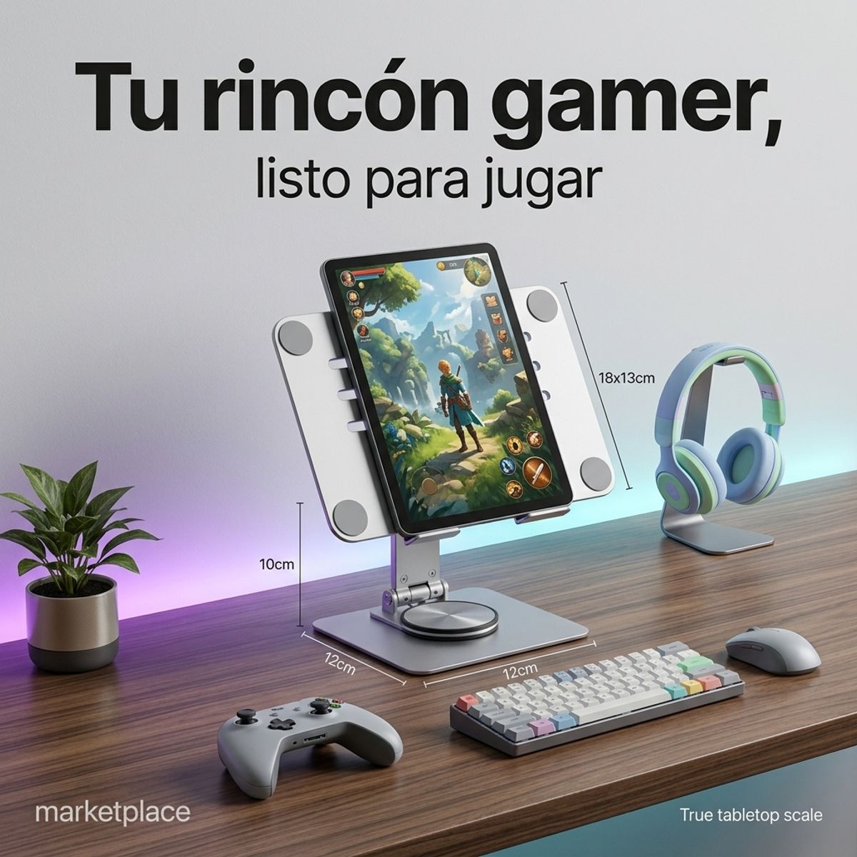 ARMONIA - Base Tablet Ergonómica 360° para Setup y Escritorio