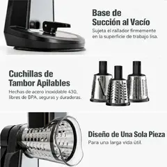 HOME LOGICS - Rallador Giratorio Multiuso 3 en 1 Acero Inox Kiosclub