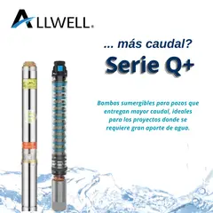 ALLWELL - BOMBA SUMERGIBLE POZO 3" 1.0 HP Q+ 3SDM3.5/16-0.75