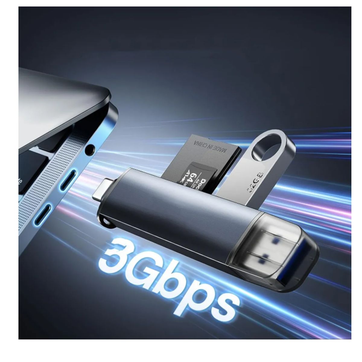 GENERICO - Lector De Tarjetas Sd Y Micro Sd, 3.0 Usb 3 En 1