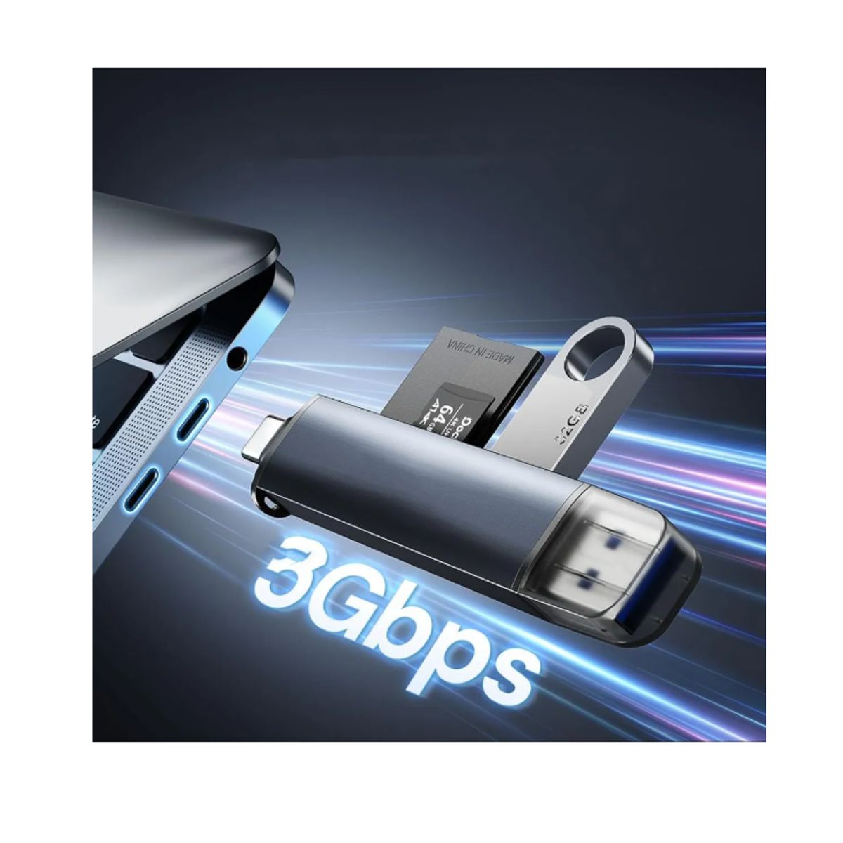 GENERICO - Lector De Tarjetas Sd Y Micro Sd, 3.0 Usb 3 En 1