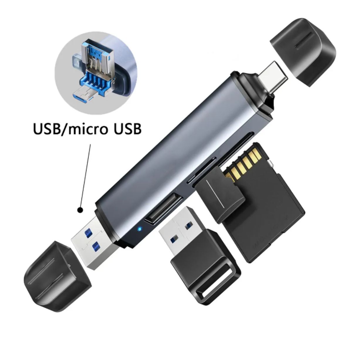 GENERICO - Lector De Tarjetas Sd Y Micro Sd, 3.0 Usb 3 En 1
