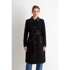 NICOPOLY - Abrigo Cuello Camisero Negro