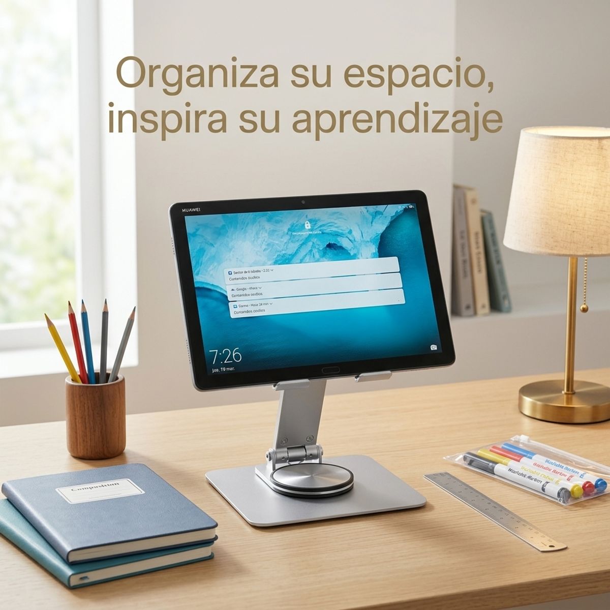 ARMONIA - Base Tablet Ajustable 360° para Escritorio Ergonómica