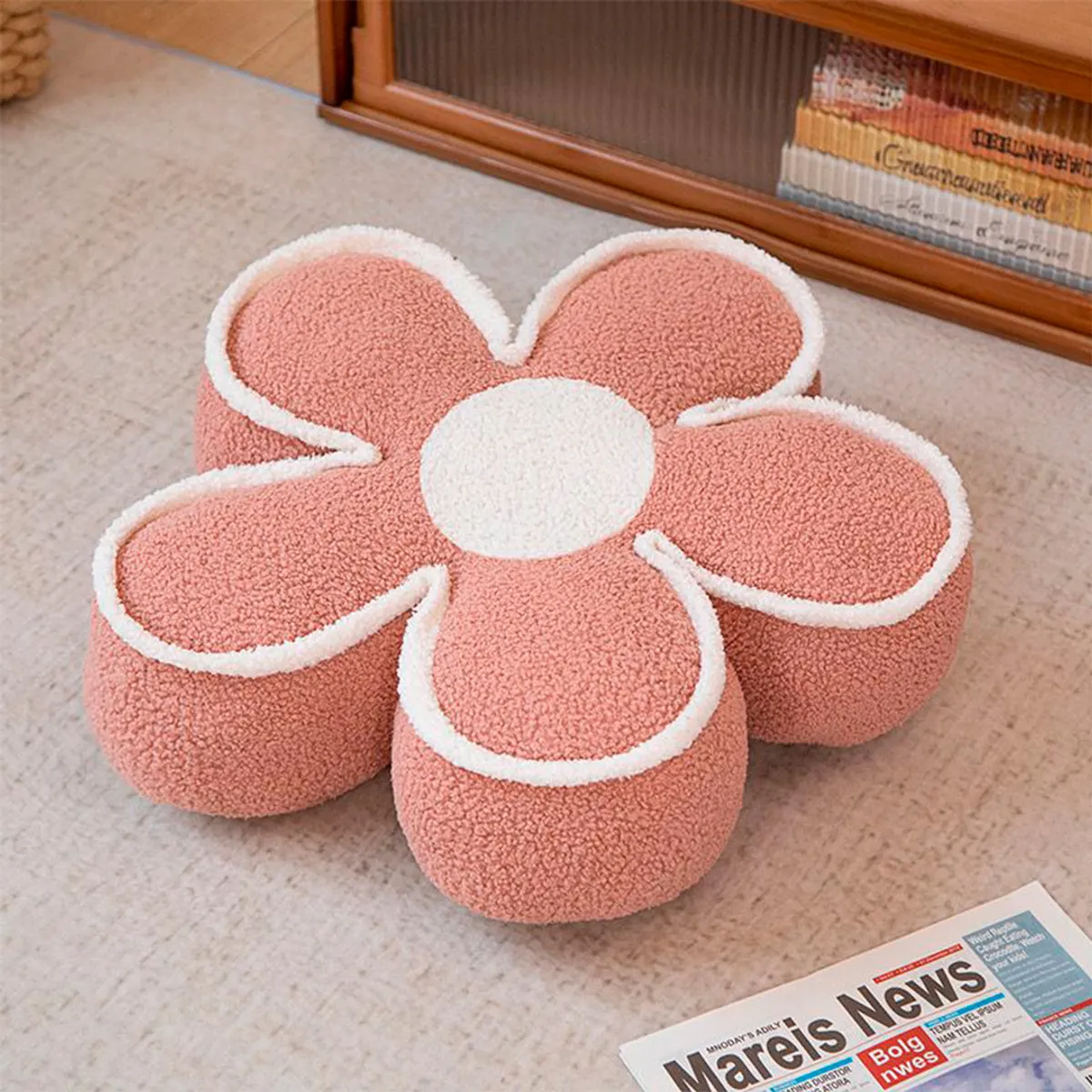 GENERICO - Cojín Decorativo Flor  Diseño Moderno Color Rosa