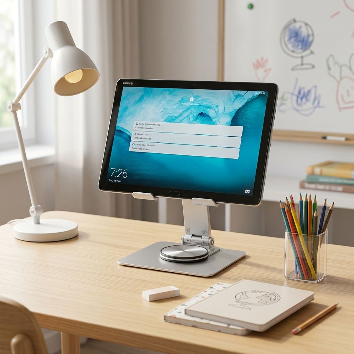 ARMONIA - Base Tablet Ajustable 360° para Escritorio Ergonómica