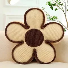GENERICO - Cojín Decorativo Flor Diseño Moderno Color Beige con Cafe