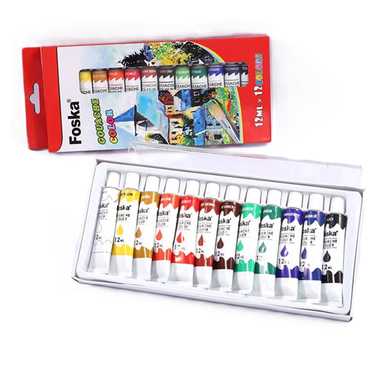FOSKA - Color gouache 12 colores 12ml PE1007 FOSKA