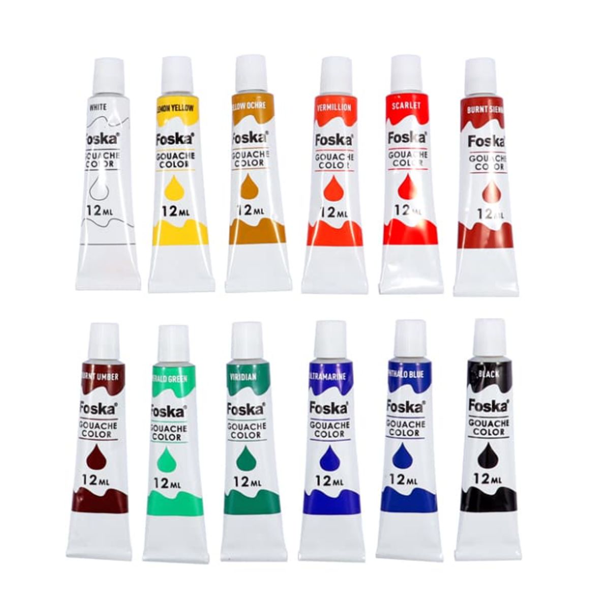FOSKA - Color gouache 12 colores 12ml PE1007 FOSKA