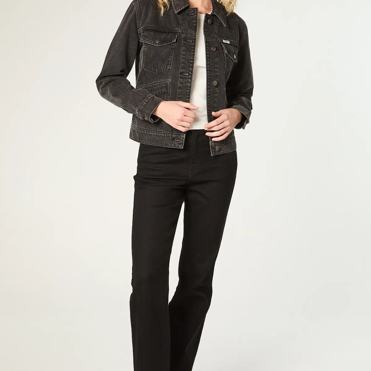 WRANGLER - Jeans Mujer Straight Black Solid