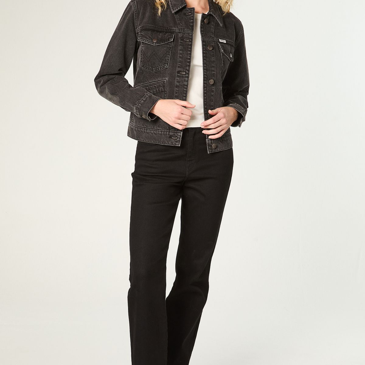 WRANGLER - Jeans Mujer Straight Black Solid