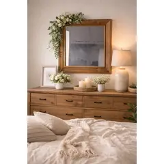 GENERICO - Espejo Decorativo borde de Madera Estilo Rústico