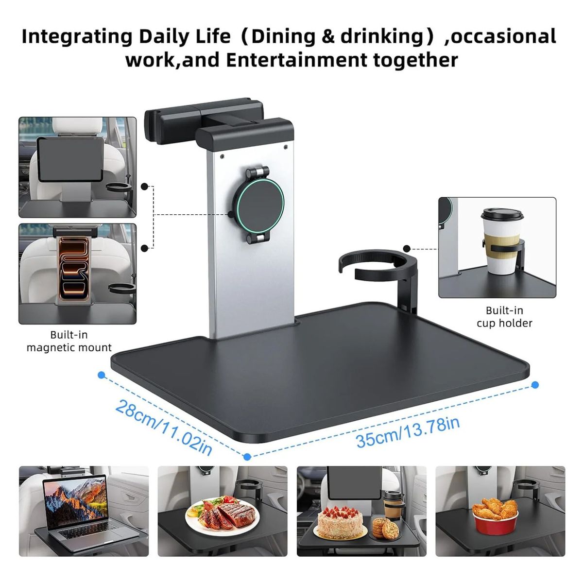 EVERSO - Mesa Bandeja Plegable De Comida Y Porta Vasos Autos Asiento