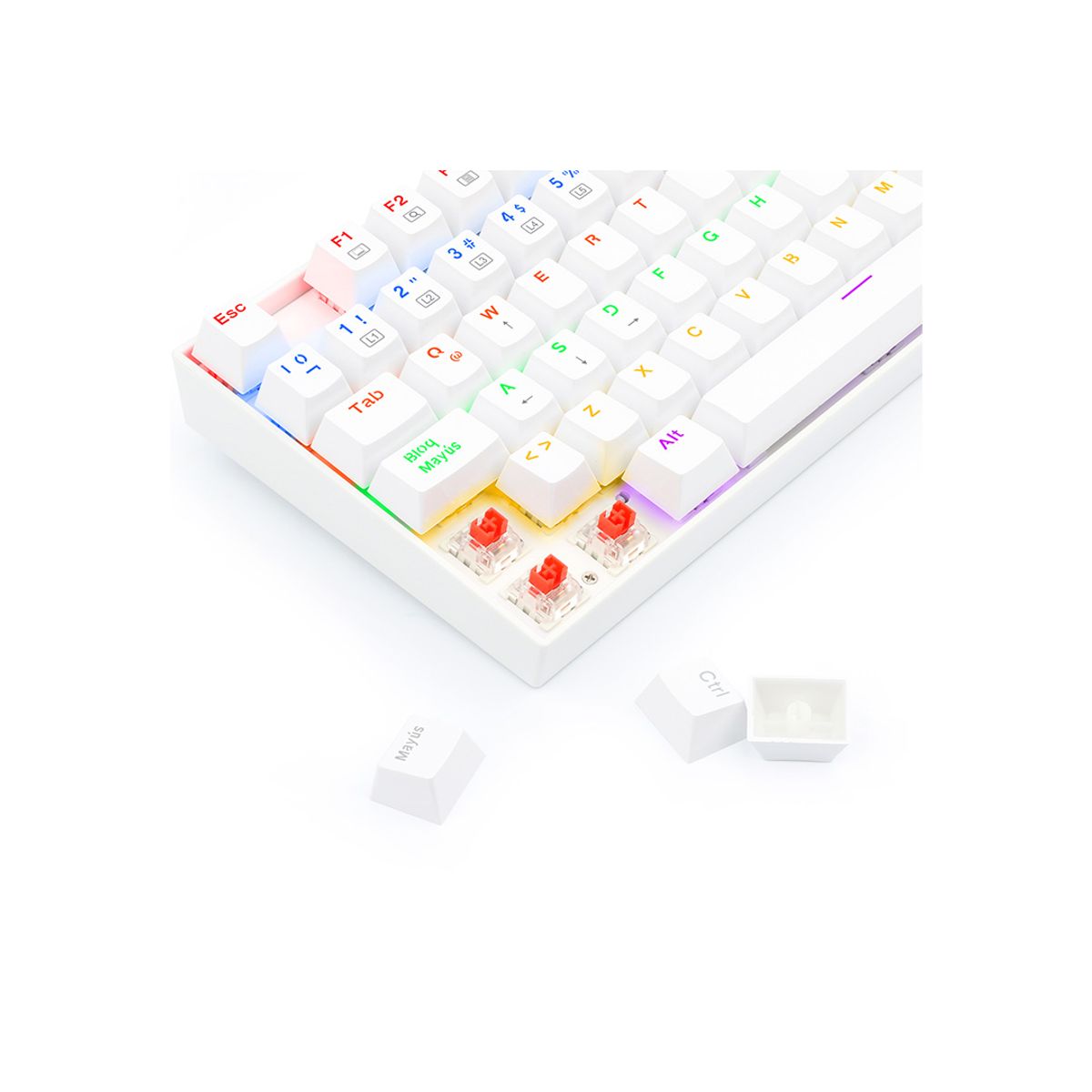 REDRAGON - Teclado Gamer Redragon Kumara K552 Blanco Rainbow SW Red