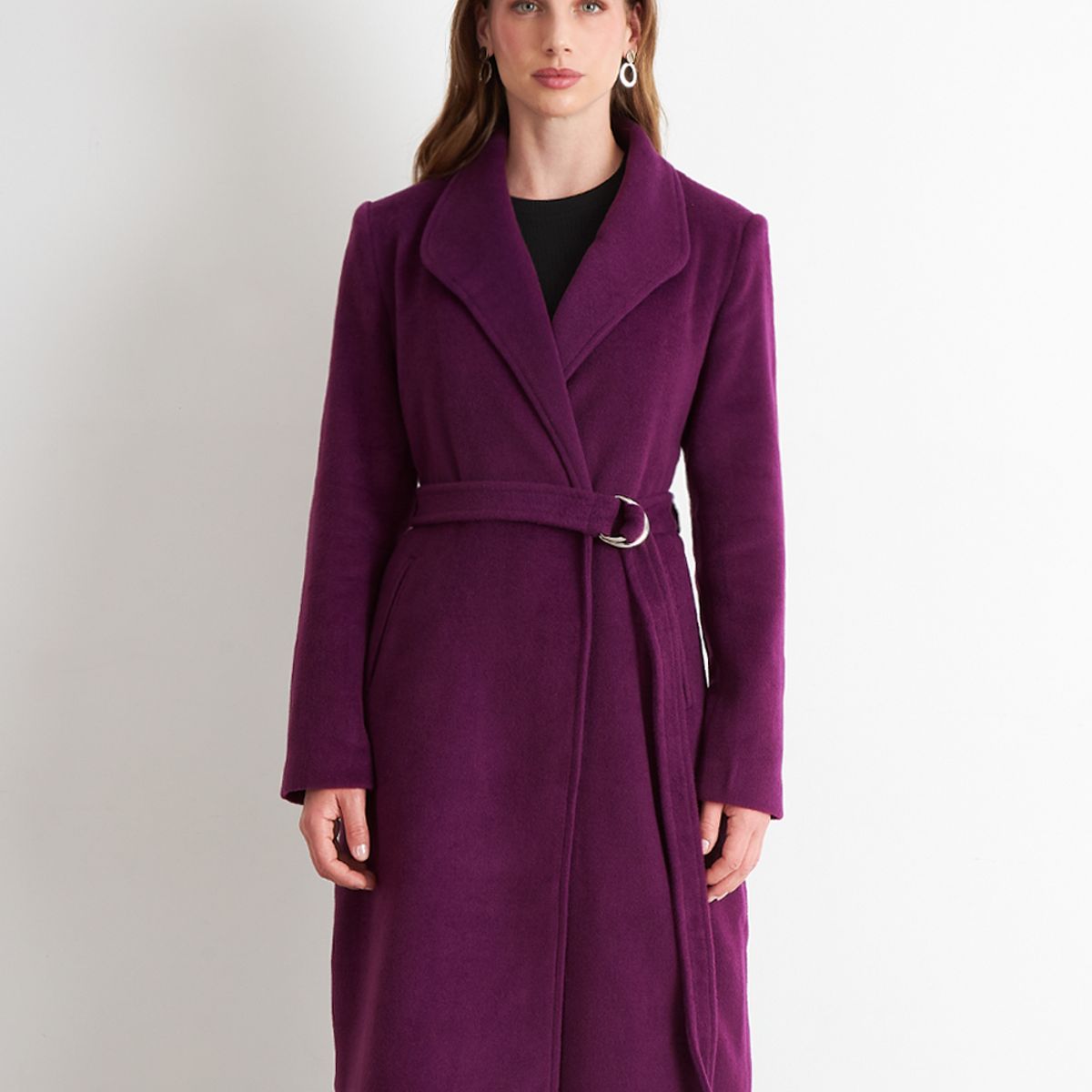 NICOPOLY - Abrigo con Cinturón Hebilla Metálica Morado Nicopoly