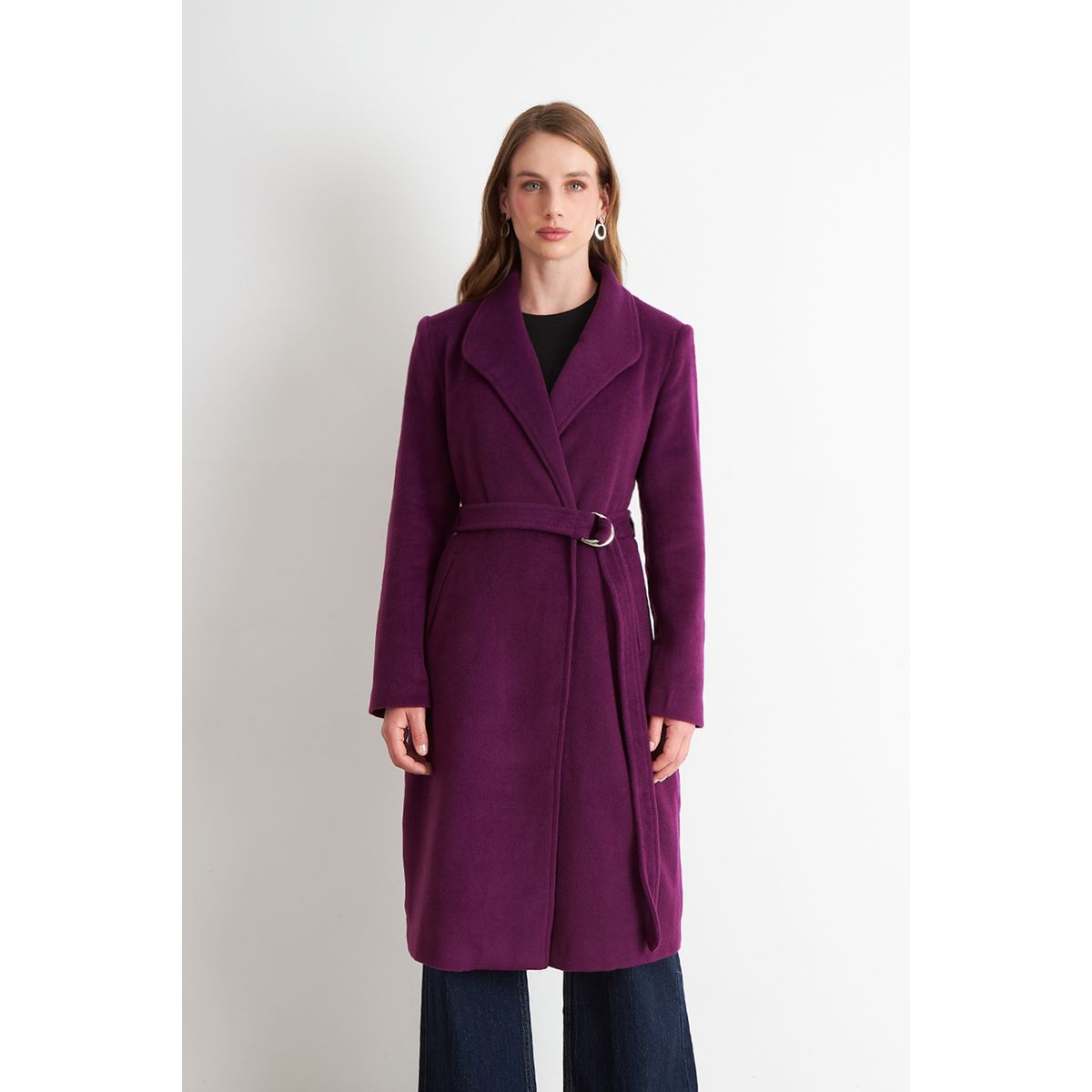 NICOPOLY - Abrigo con Cinturón Hebilla Metálica Morado Nicopoly