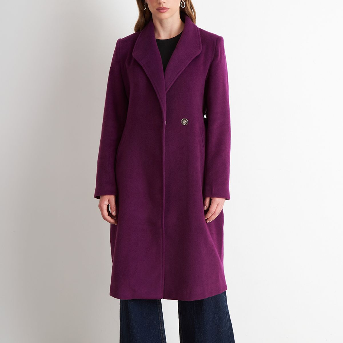 NICOPOLY - Abrigo con Cinturón Hebilla Metálica Morado Nicopoly
