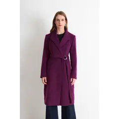 NICOPOLY - Abrigo con Cinturón Hebilla Metálica Morado