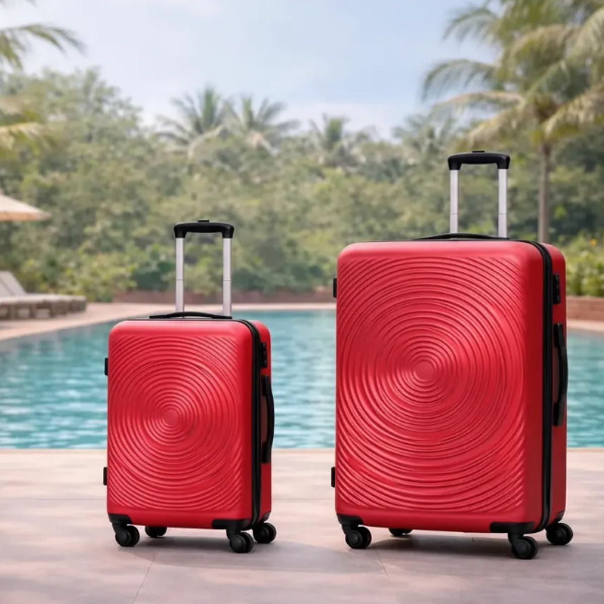 GENERICO - Pack de 2  Maletas Rigidas 10 kg y 28 kg Cabina y Bodega Rojo