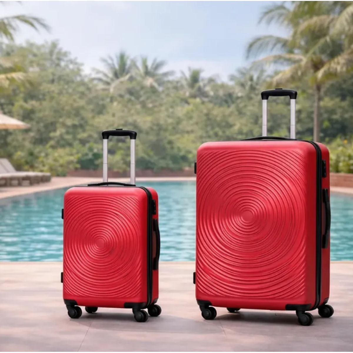 GENERICO - Pack de 2  Maletas Rigidas 10 kg y 28 kg Cabina y Bodega Rojo