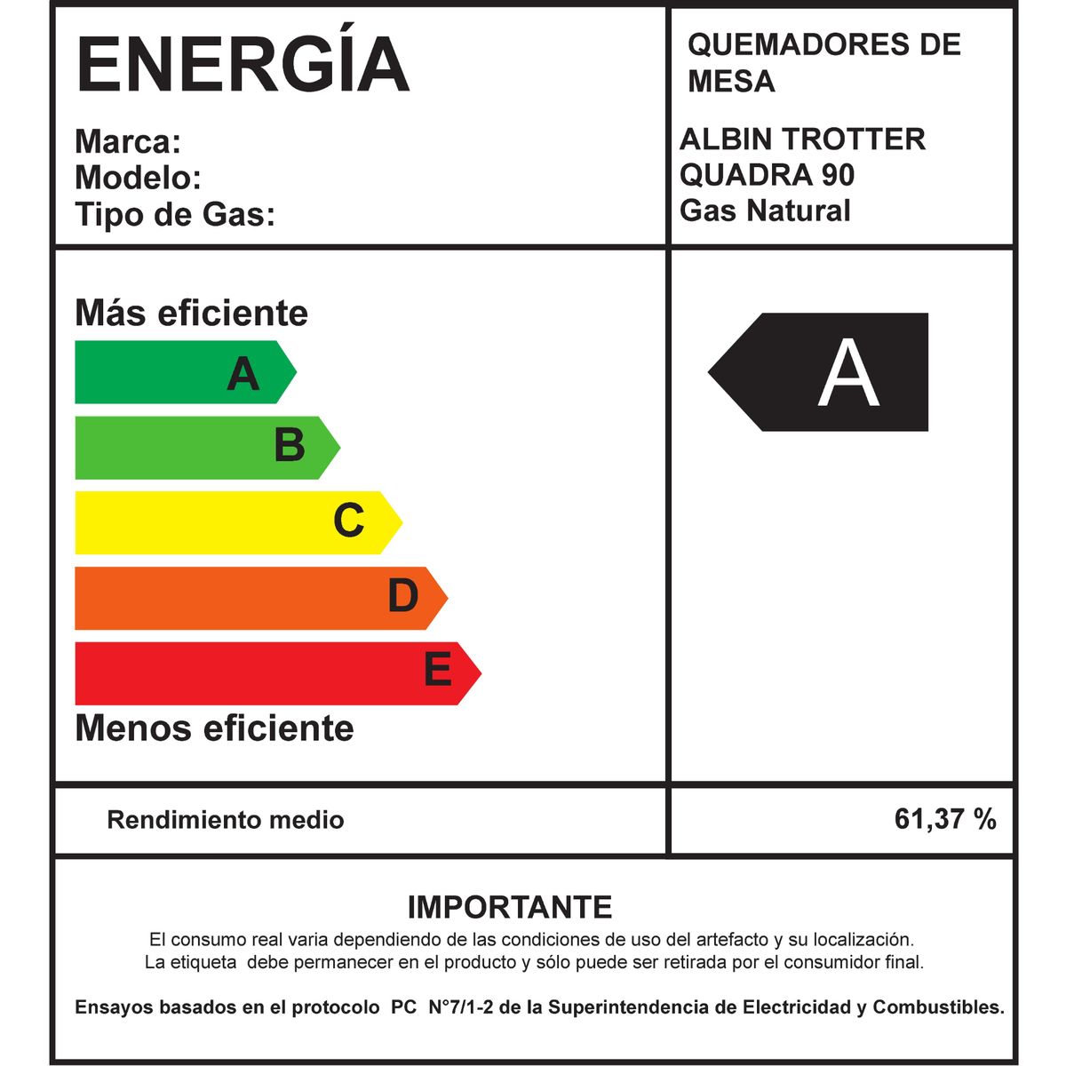 ALBIN TROTTER - Encimera Quadra 90 Gas Natural