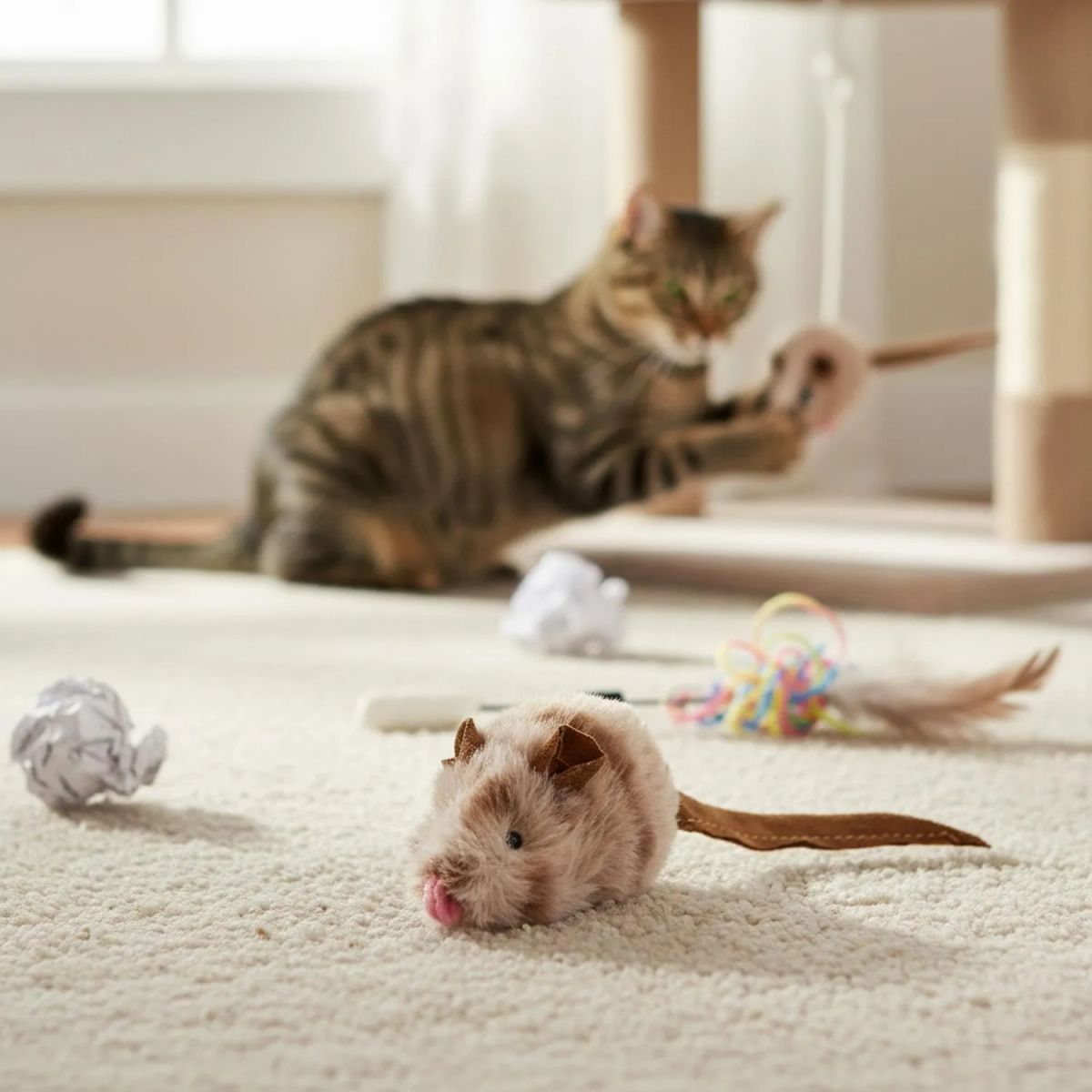 GIGWI - Juguete Interactivo Para Mascotas Gatos Ratón Melody Gigwi Marrón - Marron