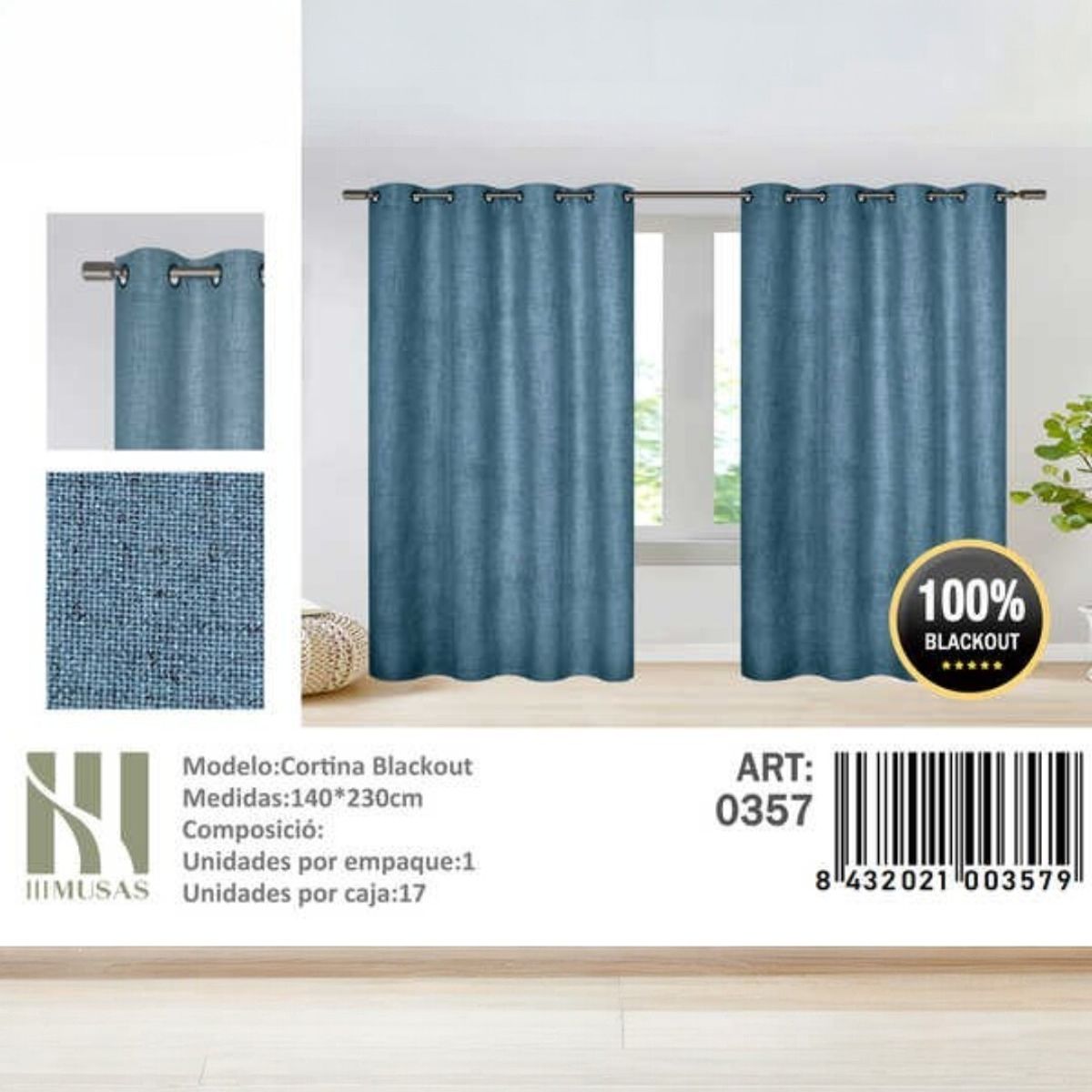 GENERICO - Cortinas blackout pack 2 Panos 140x230