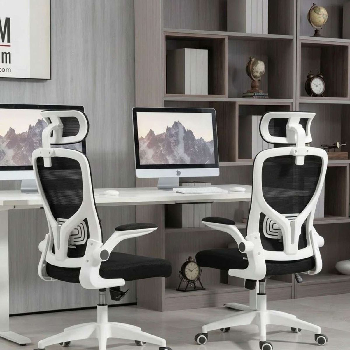 GENERICO - Pack 2 Silla de Escritorio Ergonómica con Cabezal Ajustable Blanco