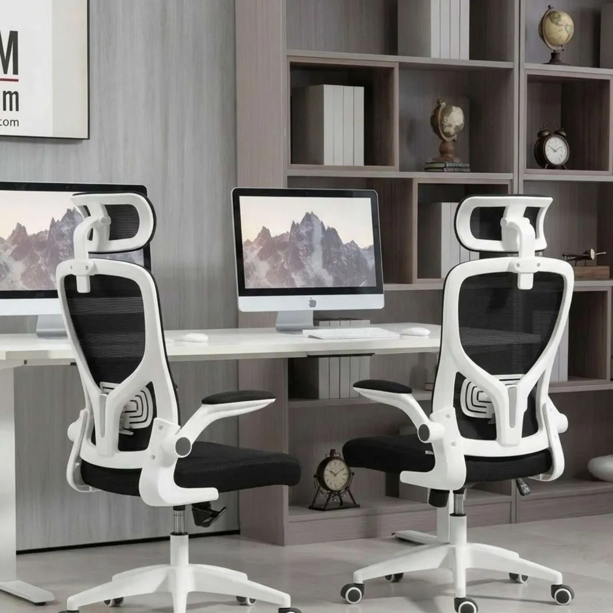 GENERICO - Pack 2 Silla de Escritorio Ergonómica con Cabezal Ajustable Blanco